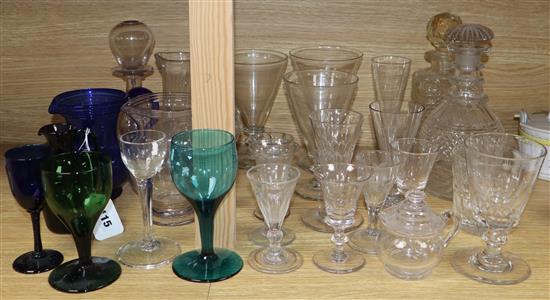 A collection of mixed 18th and 19th century glassware